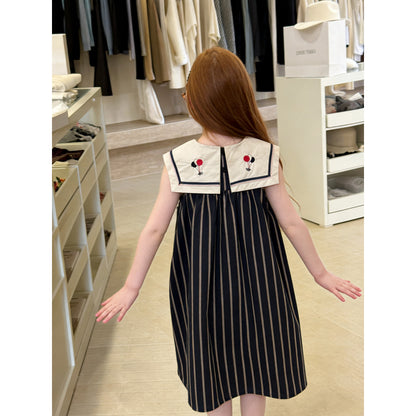 IRIS KIDS Little Sailor Chic — girls striped sailor dress, product photo 4 of 10