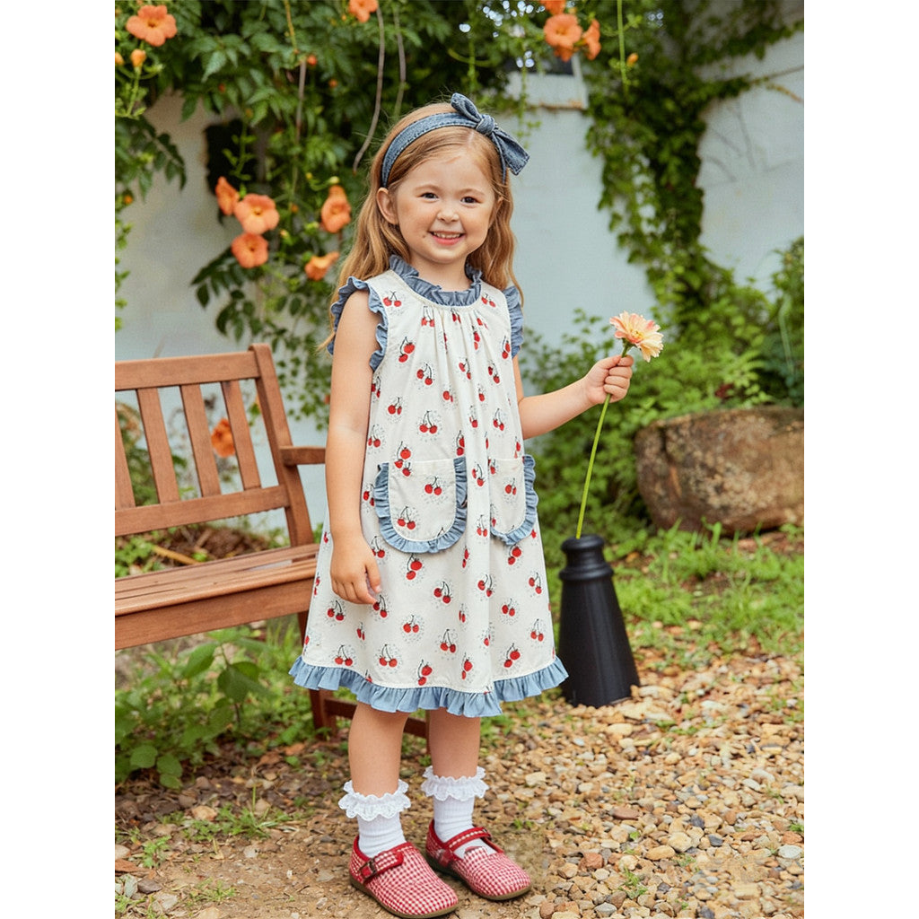 IRIS KIDS Cherry Cute Dress — girls cherry-print dress, product photo 8 of 9