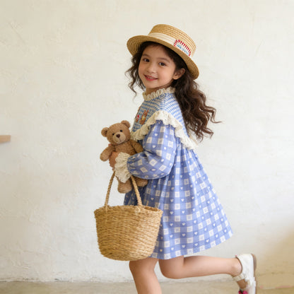 IRIS KIDS Misty Blue Teddy Dress — kids dress in dusty blue, product photo 7 of 10