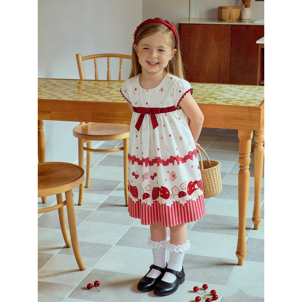 IRIS KIDS Red Bow Baby Dress — girls floral dress, product photo 9 of 10