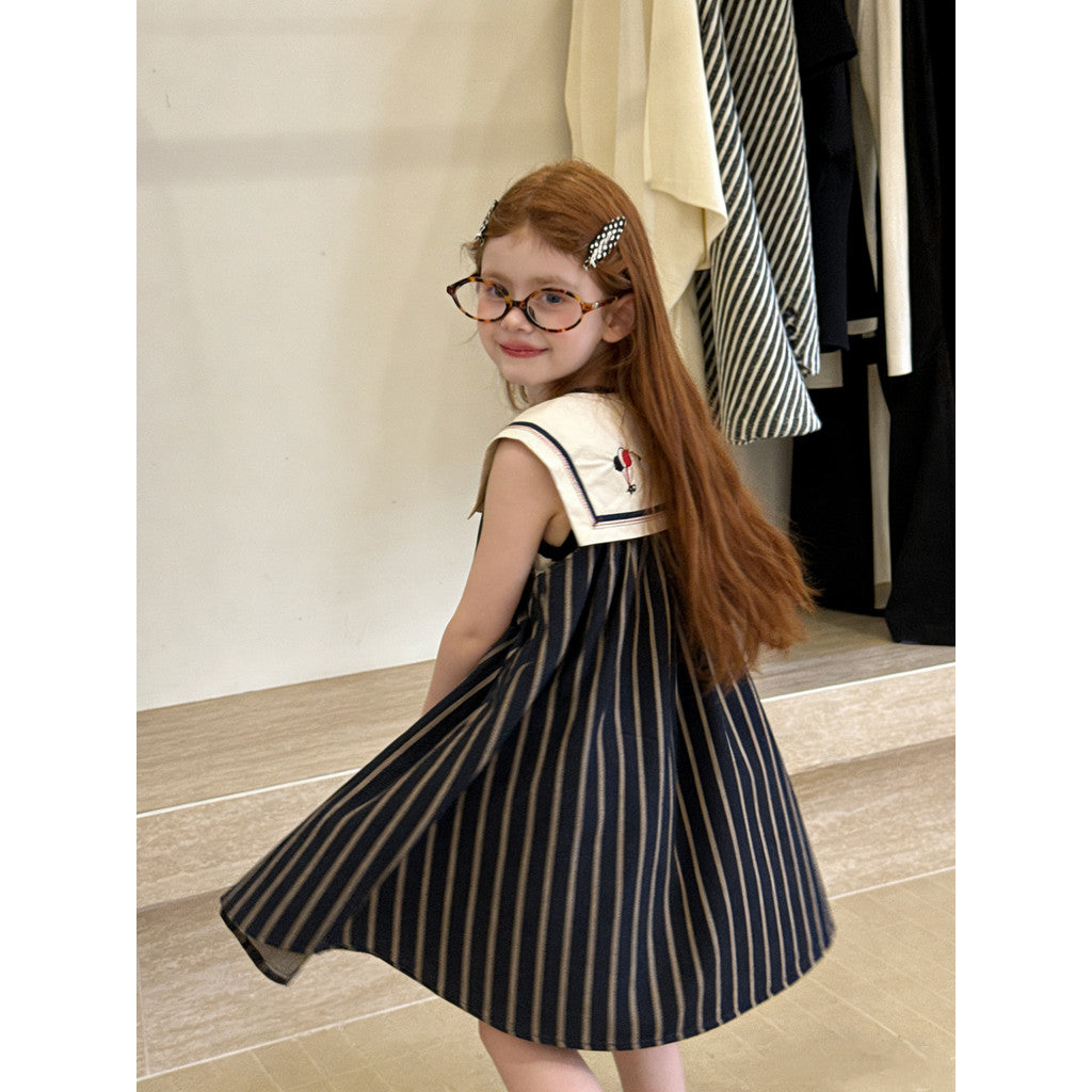 IRIS KIDS Little Sailor Chic — girls striped sailor dress, product photo 3 of 10