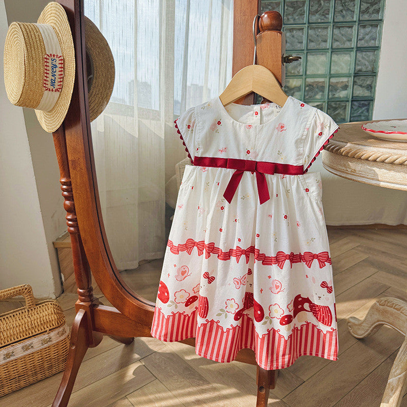IRIS KIDS Red Bow Baby Dress — girls floral dress, product photo 8 of 10