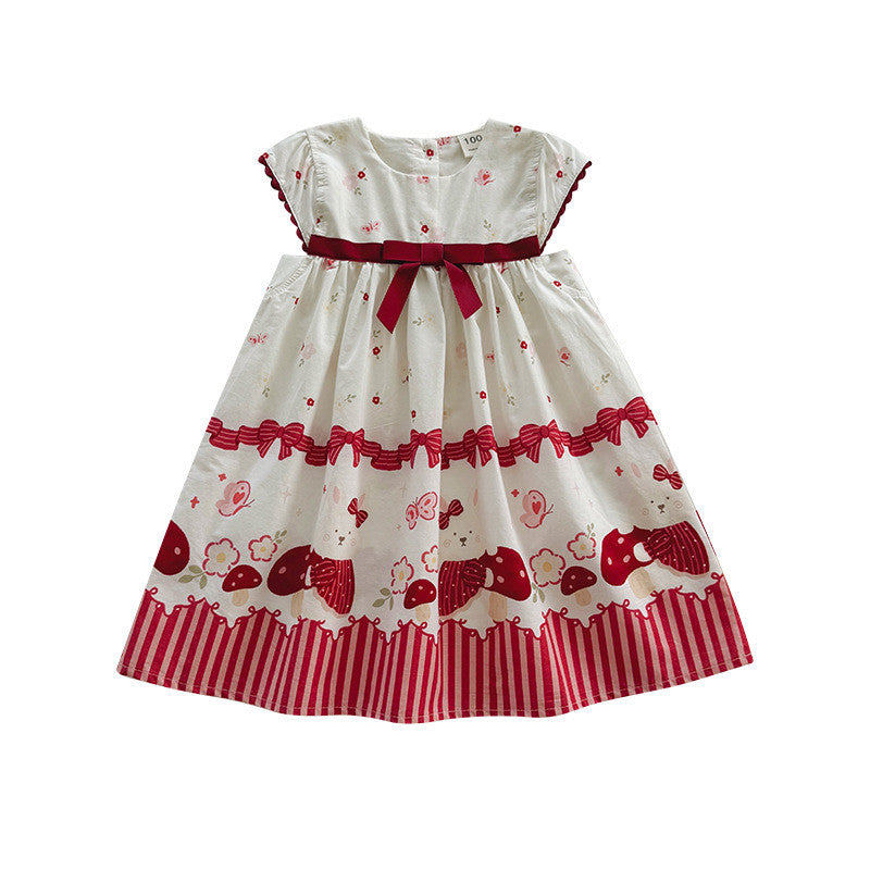 IRIS KIDS Red Bow Baby Dress — girls floral dress, product photo 10 of 10