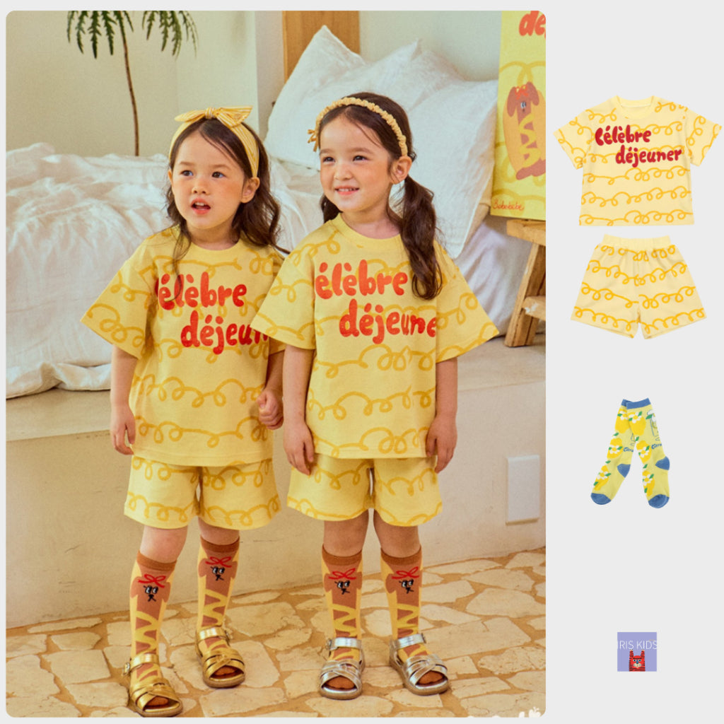 IRIS KIDS Cheese Print Set — kids tee and shorts set, product photo 1 of 9