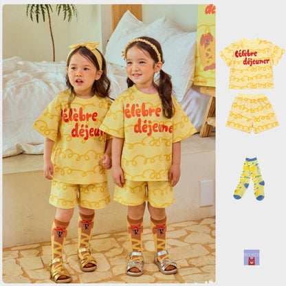 IRIS KIDS Cheese Print Set — kids tee and shorts set, product photo 1 of 9