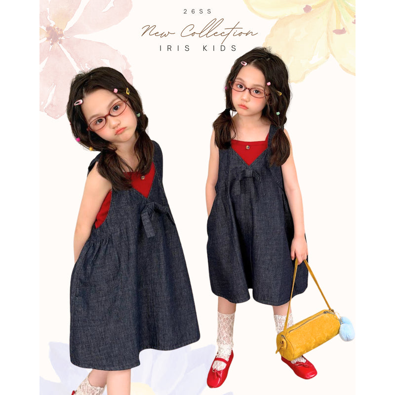 IRIS KIDS Cozy Bow Dress — girls V-neck bow dress, product photo 1 of 10
