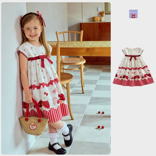 IRIS KIDS Red Bow Baby Dress — girls floral dress, product photo 1 of 10