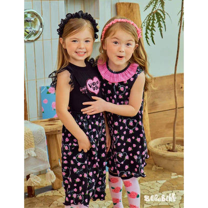 IRIS KIDS La Vie en Rose Set — kids black bow-print shirt and shorts, product photo 6 of 10