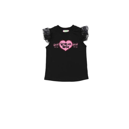 IRIS KIDS La Vie en Rose Set — kids black bow-print shirt and shorts, product photo 9 of 10