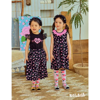 IRIS KIDS La Vie en Rose Set — kids black bow-print shirt and shorts, product photo 3 of 10