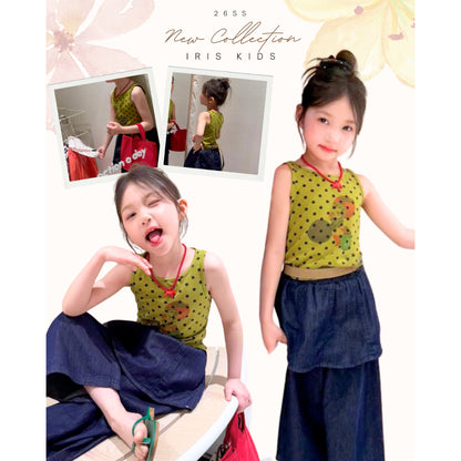 IRIS KIDS Olive Dream Set — kids polka dot top and pants outfit, product photo 1 of 10