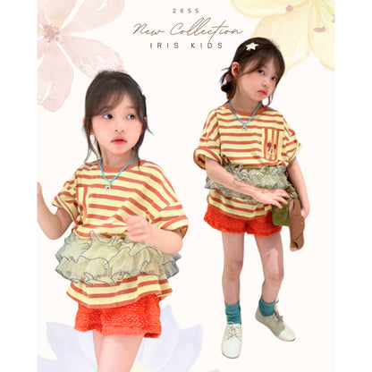 IRIS KIDS Sunny Day Ruffle — kids striped top and shorts set, product photo 1 of 11