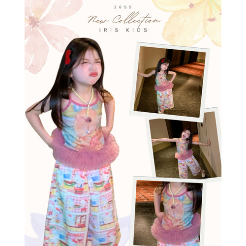 IRIS KIDS Cute Cartoon Set — kids pink top and printed pants, product photo 1 of 10