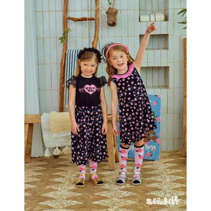 IRIS KIDS La Vie en Rose Set — kids black bow-print shirt and shorts, product photo 2 of 10
