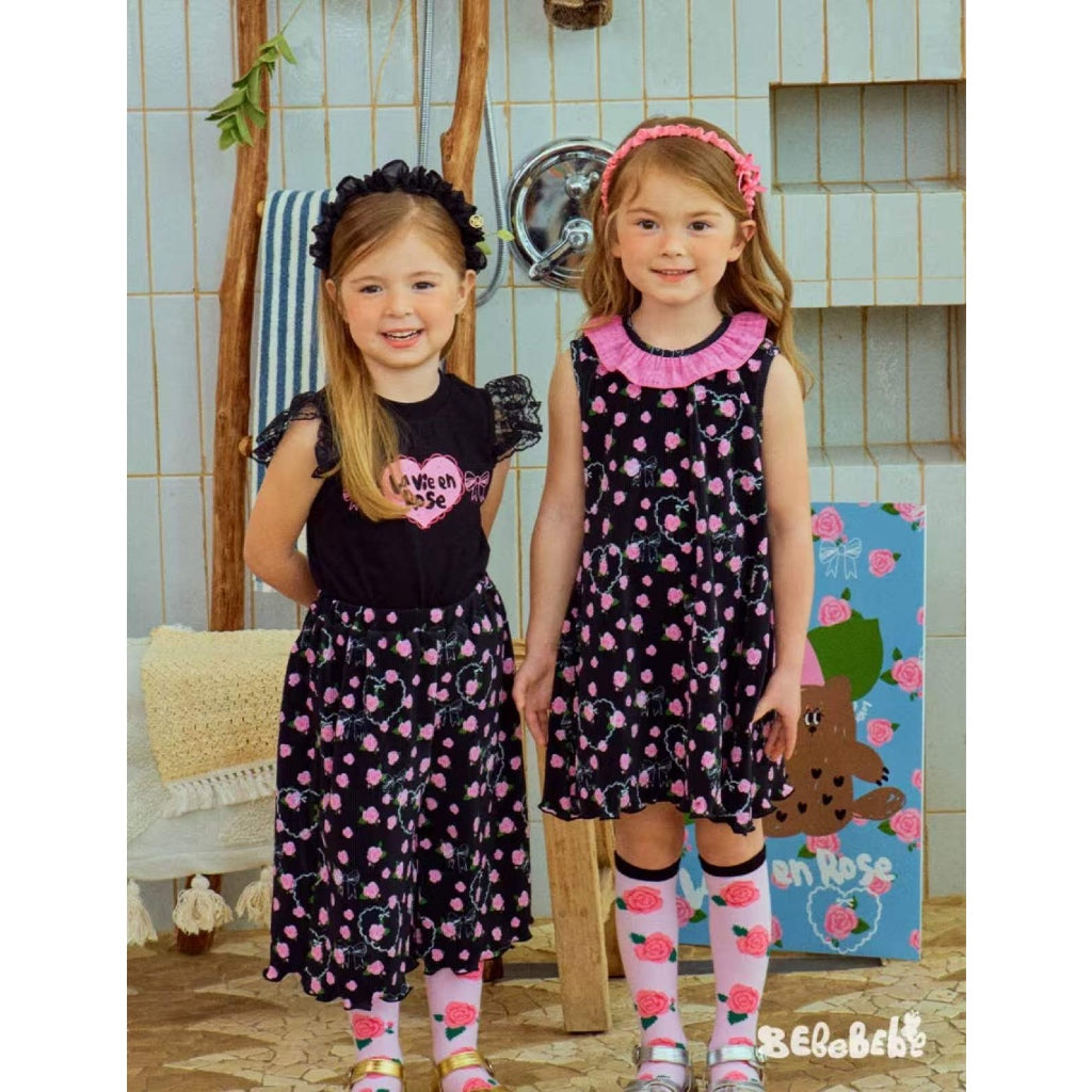 IRIS KIDS La Vie en Rose Set — kids black bow-print shirt and shorts, product photo 5 of 10